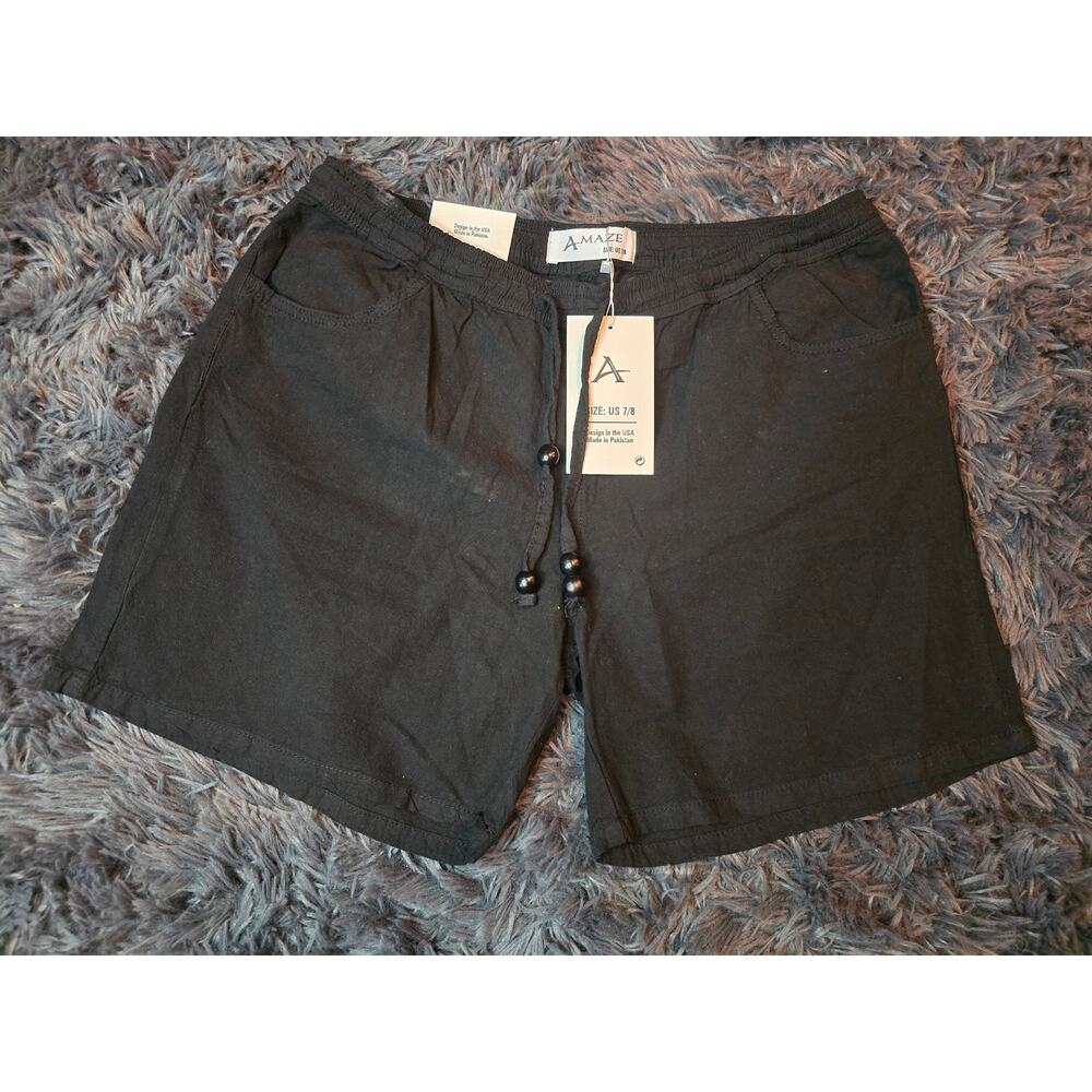 #242 Brand New With Tags Women's Amaze We Do Denim Black Shorts Size 7/8